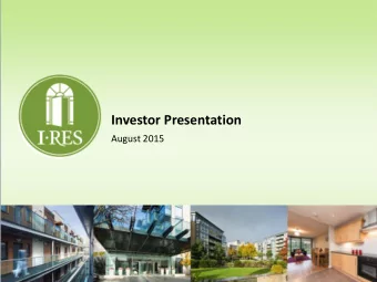 Investor Presentation  August 2015  CAUTIONARY STATEMENTS This presentation has been prepared by