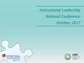 National Conference  October, 2017  Instructional Leadership Programme; Dynamic Examples of its