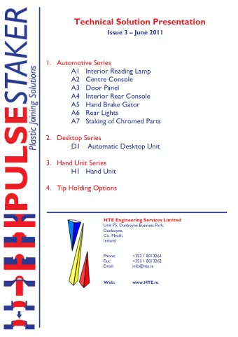Technical Solution Presentation Issue 3  June 2011 1. Automotive Series  A1 Interior Reading