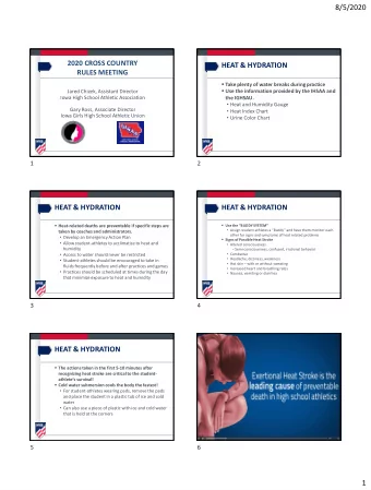 8/5/2020  2020 CROSS COUNTRY  HEAT &amp; HYDRATION  RULES MEETING  Take plenty of water breaks