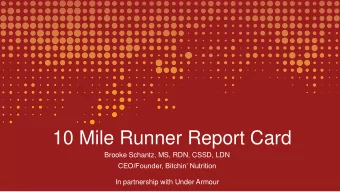 10 Mile Runner Report Card  Brooke Schantz, MS, RDN, CSSD, LDN  CEO/Founder, Bitchin Nutrition