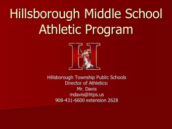 Athletic Program  Hillsborough Township Public Schools  Director of Athletics:  Mr. Davis