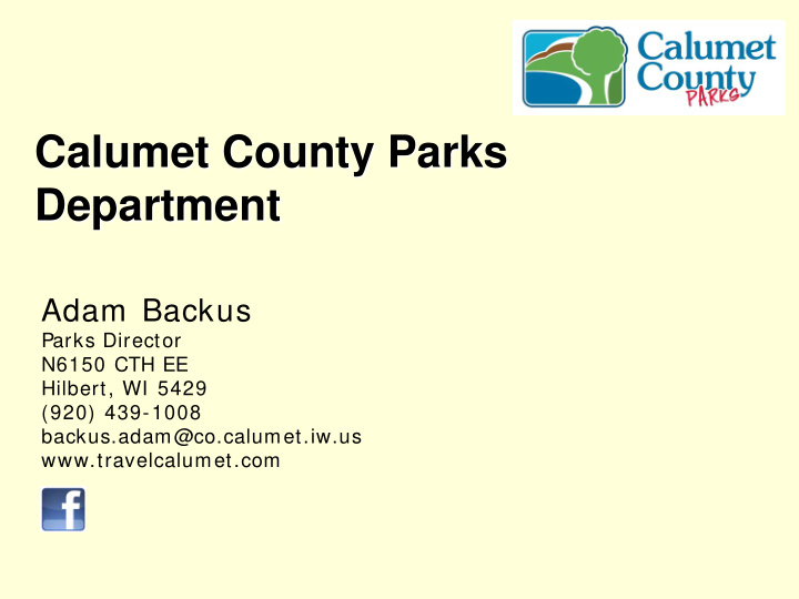calumet county parks department adam backus parks
