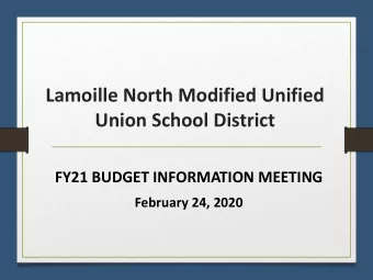 Lamoille North Modified Unified  Union School District  FY21 BUDGET INFORMATION MEETING  February