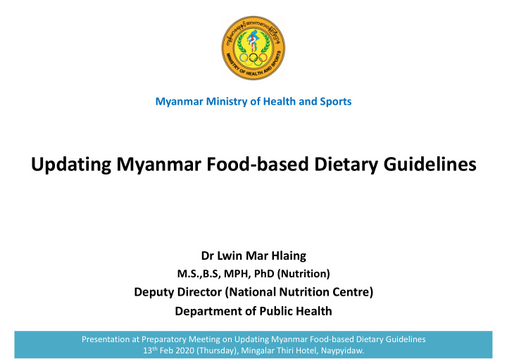 updating myanmar food based dietary guidelines