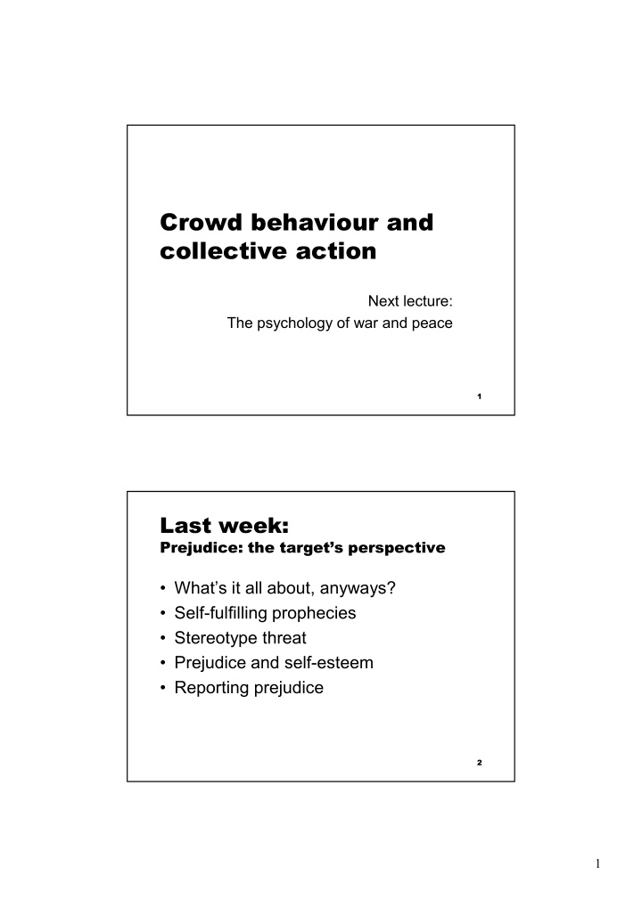 crowd behaviour and collective action