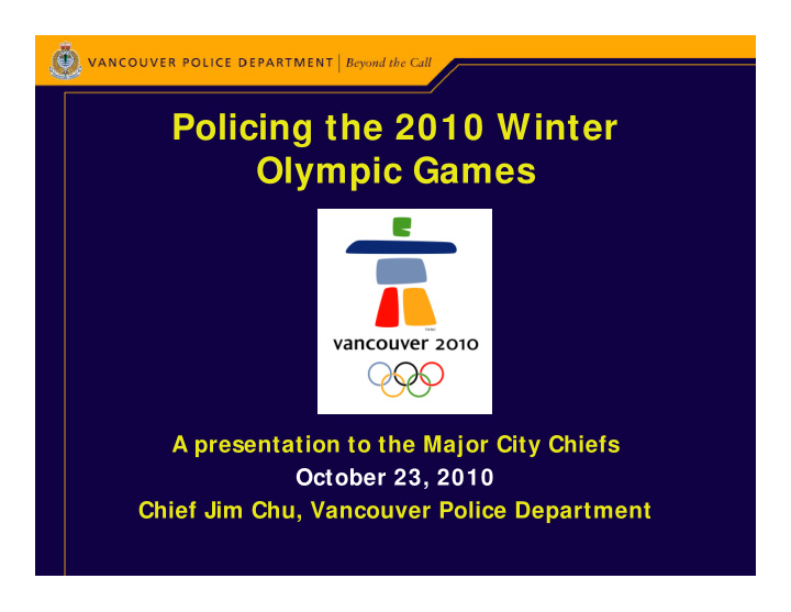 policing the 2010 winter olympic games