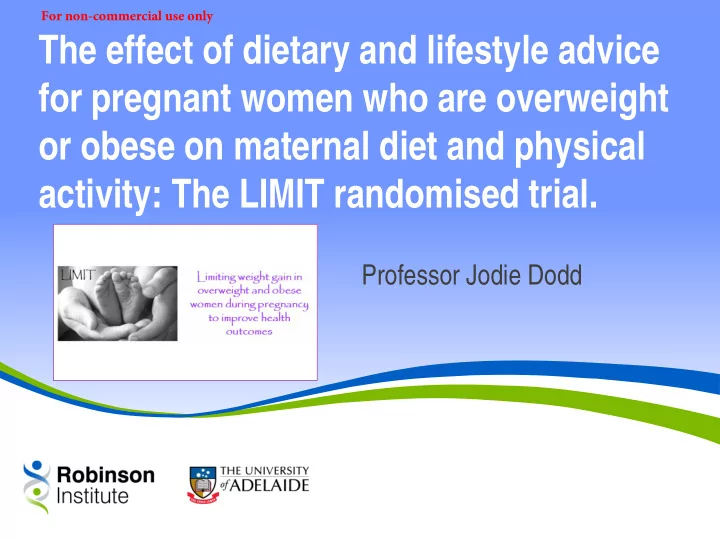 the effect of dietary and lifestyle advice for pregnant