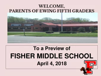 FISHER MIDDLE SCHOOL April 4, 2018 FMS Leadership Team  Dr. Hanna (Principal)  Mr. Dwyer