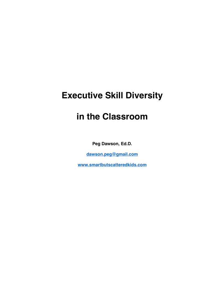 executive skill diversity in the classroom
