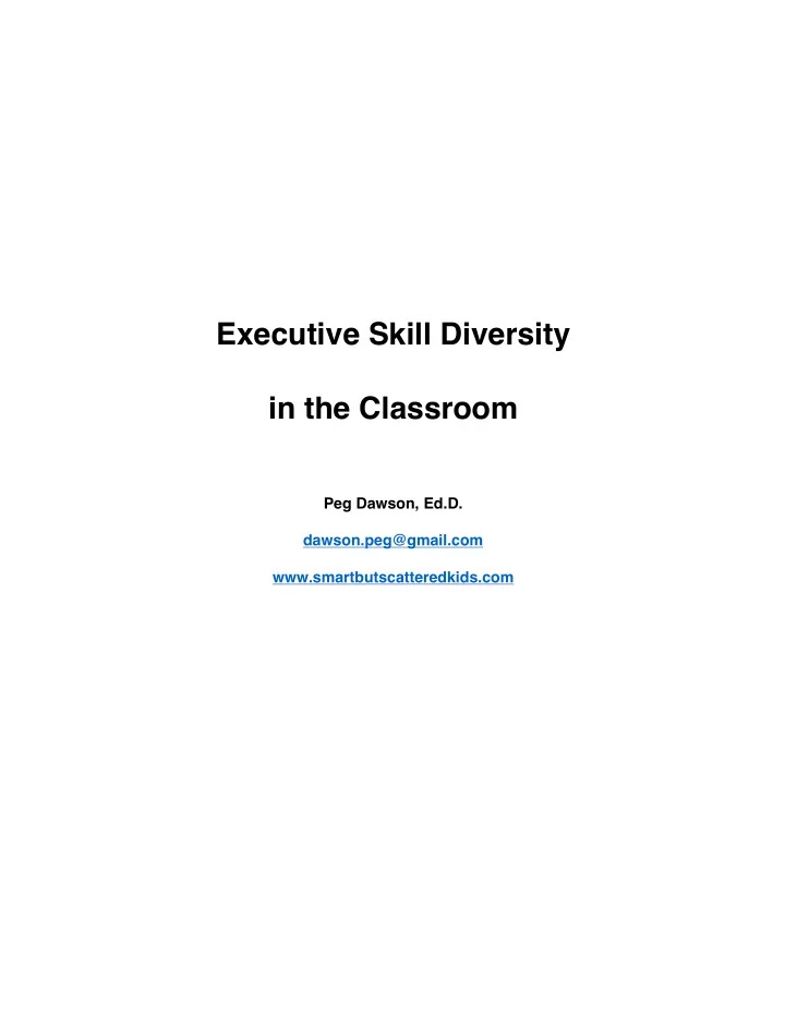 executive skill diversity in the classroom