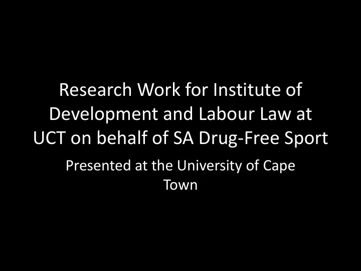 research work for institute of development and labour law
