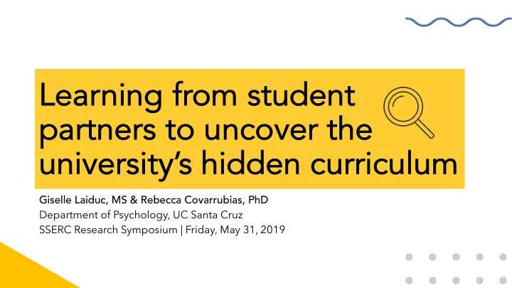 le learning from student partn partners to rs to u unco