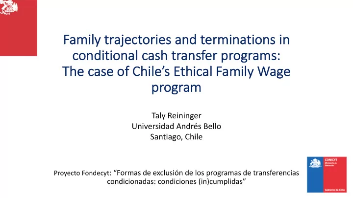 fa family trajectories and terminations in co conditional