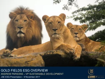 GOLD FIELDS ESG OVERVIEW ANDREW PARSONS  VP SUSTAINABLE DEVELOPMENT JSE ESG Presentation  9