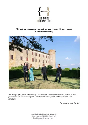 The network enhancing young string quartets and historic houses  in a circular economy  The