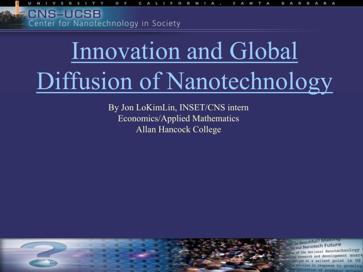 innovation and global diffusion of nanotechnology
