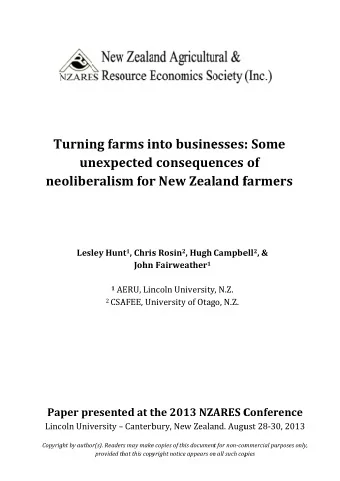 T  Turnin ng far rms in nto bu  usine  esses: : Som me  un  nexpe ected  cons  eque nces of  ne