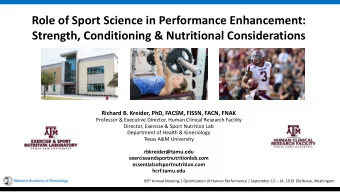 Role of Sport Science in Performance Enhancement:  Strength, Conditioning &amp; Nutritional