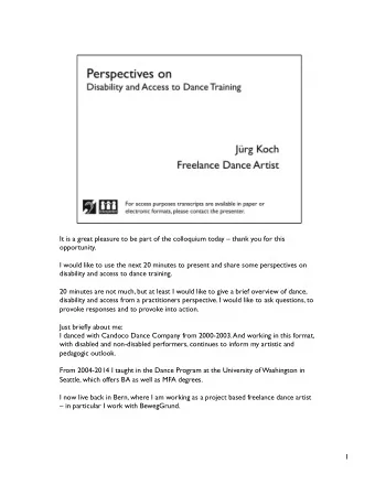 It is a great pleasure to be part of the colloquium today  thank you for this  opportunity.  I