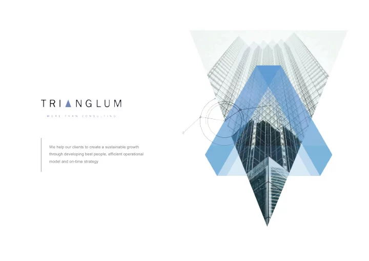 we help our clients to create a sustainable growth