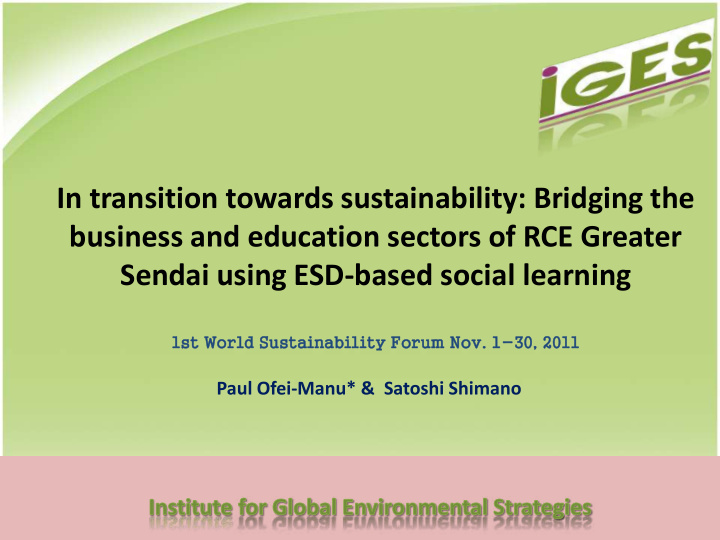 sendai using esd based social learning