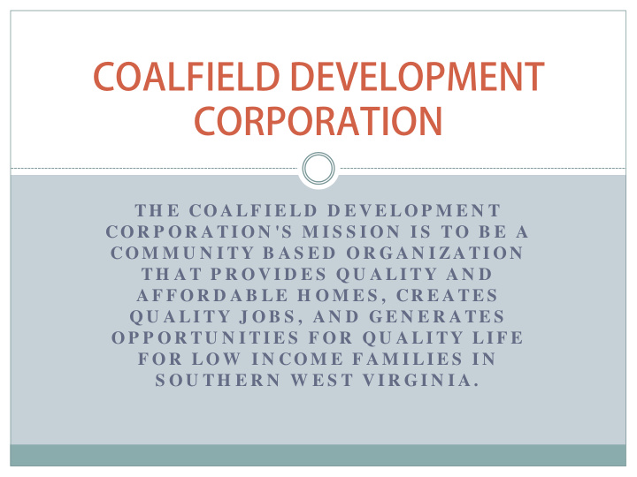 corporation coalfield development