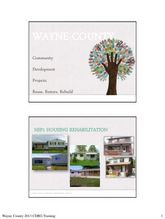 WAY  AYNE  NE CO  COUN  UNTY  TY  Community  Development  Projects;  Reuse, Restore, Rebuild  NSP1