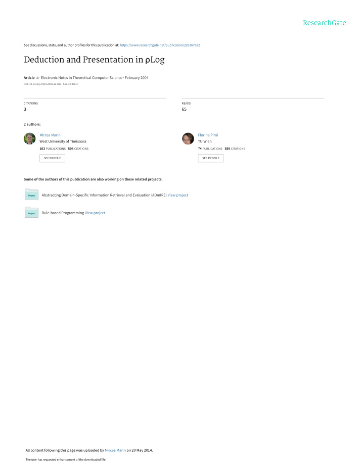 deduction and presentation in log