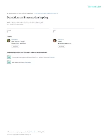 Deduction and Presentation in  Log Article in Electronic Notes in Theoretical Computer Science