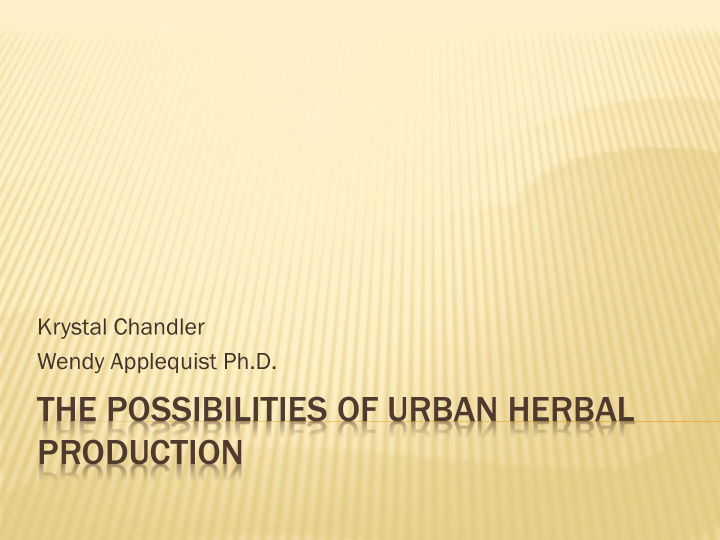 the possibilities of urban herbal production herbal