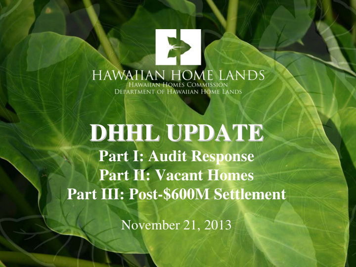 dhhl update dhhl update