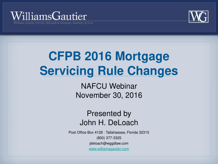 cfpb 2016 mortgage servicing rule changes