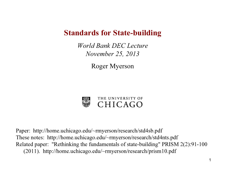 standards for state building