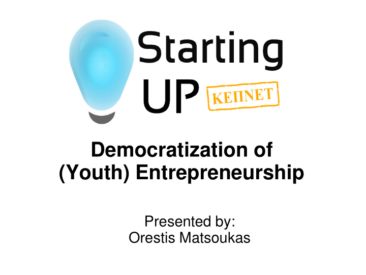 democratization of youth entrepreneurship