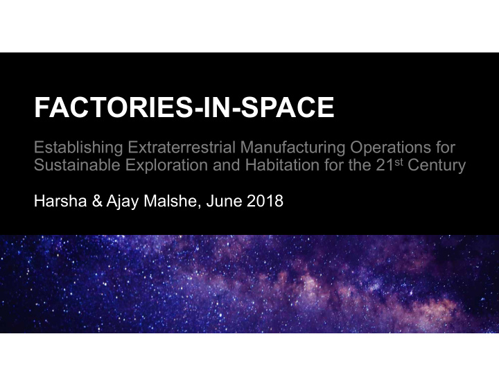 factories in space