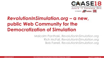 RevolutionInSimulation.org  a new,  public Web Community for the  Democratization of Simulation