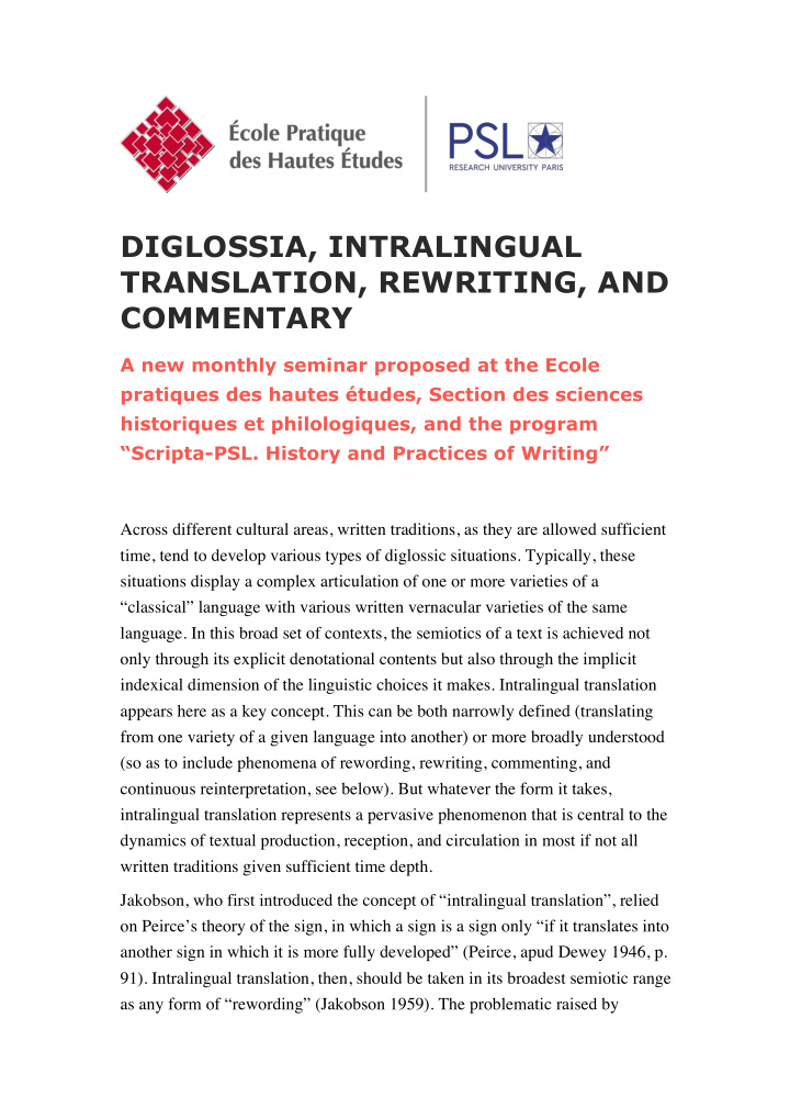 diglossia intralingual translation rewriting and