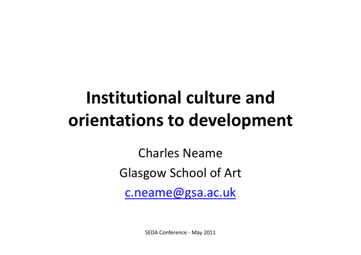 institutional culture and orientations to development