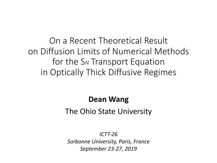 on a recent theoretical result on diffusion limits of