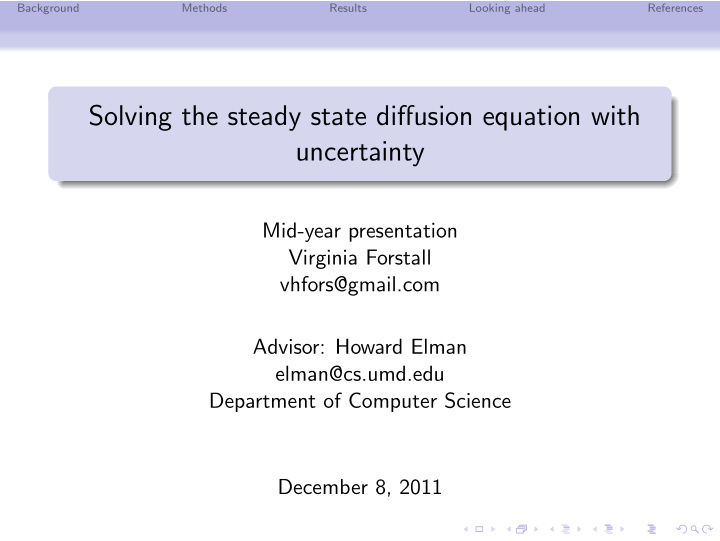 solving the steady state diffusion equation with