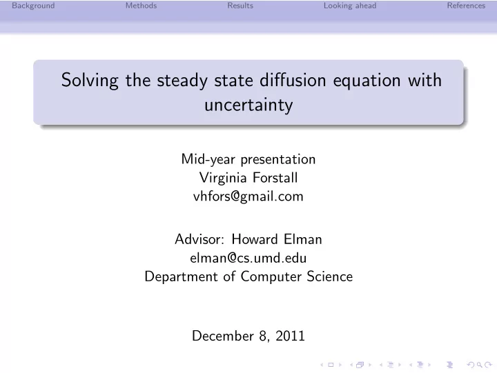 solving the steady state diffusion equation with