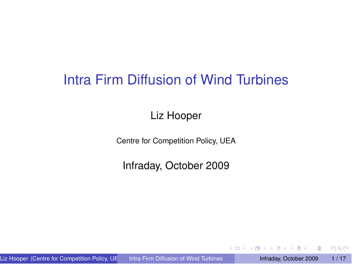intra firm diffusion of wind turbines