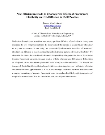 New Efficient methods to Characterize Effects of Framework Flexibility on CH 4 Diffusion in 8MR