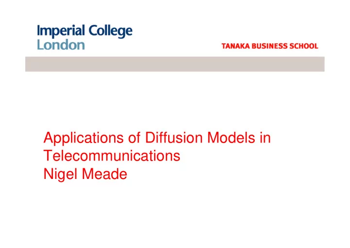 applications of diffusion models in telecommunications