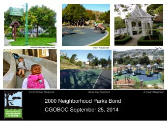 2000 Neighborhood Parks Bond  CGOBOC September 25, 2014  2000 Neighborhood Parks General Obligation