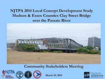 NJTPA 2014 Local Concept Development Study  Hudson &amp; Essex Counties Clay Street Bridge  over
