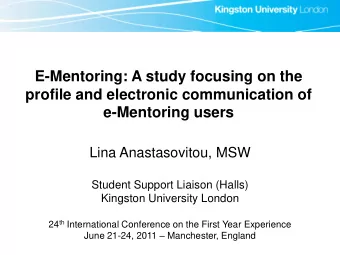 E-Mentoring: A study focusing on the  profile and electronic communication of  e-Mentoring users