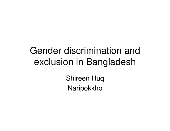 gender discrimination and exclusion in bangladesh