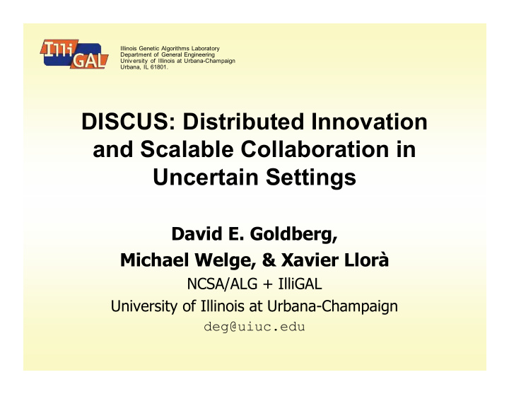 discus distributed innovation and scalable collaboration